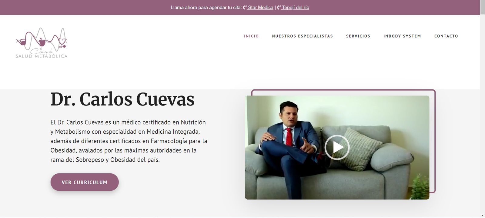 Sitio web de Clínica de Salud Metabólica