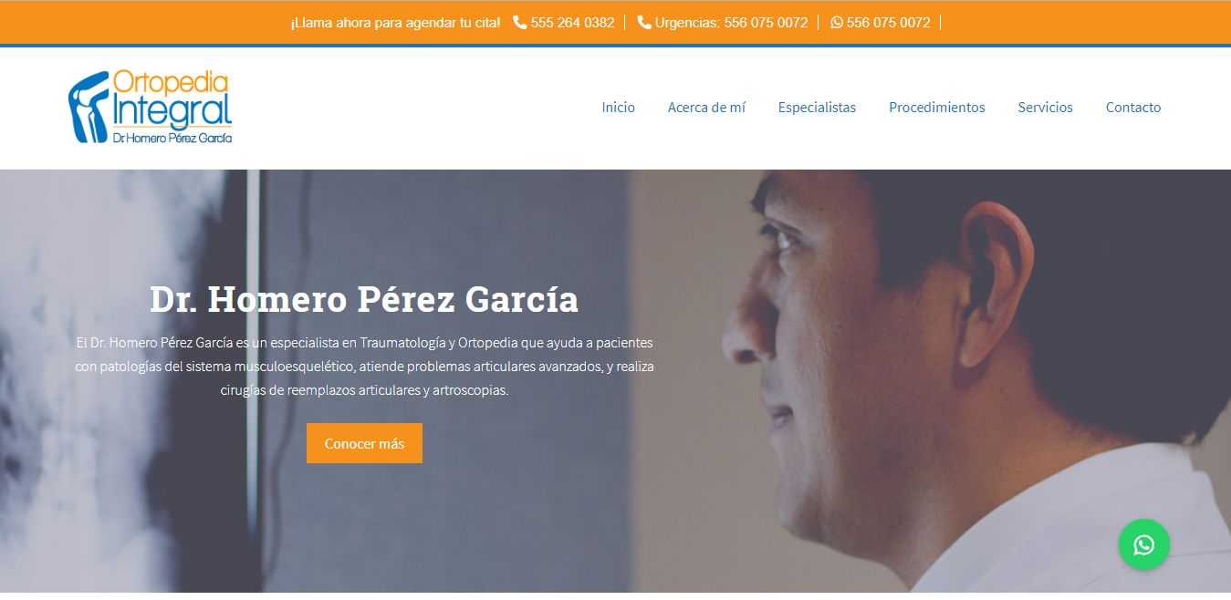 Sitio web de Ortopedistas en CDMX – Dr. Homero Pérez García
