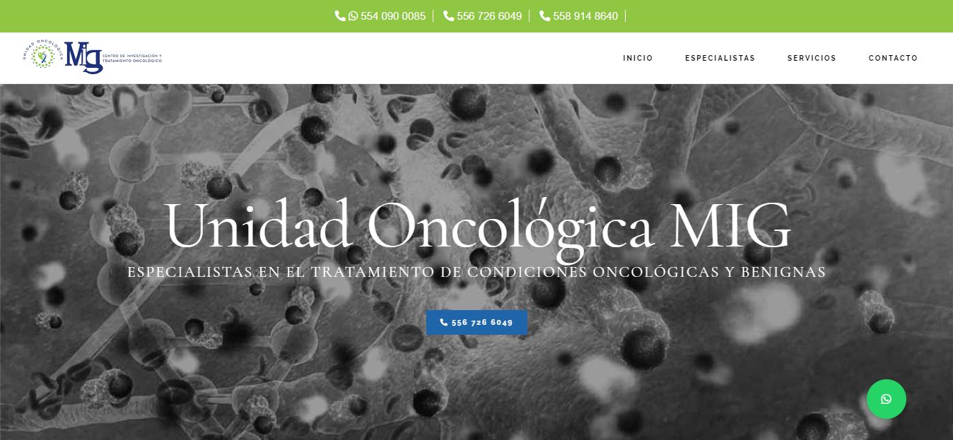 Sitio web de Oncólogos en CDMX – Unidad Oncológica MIG