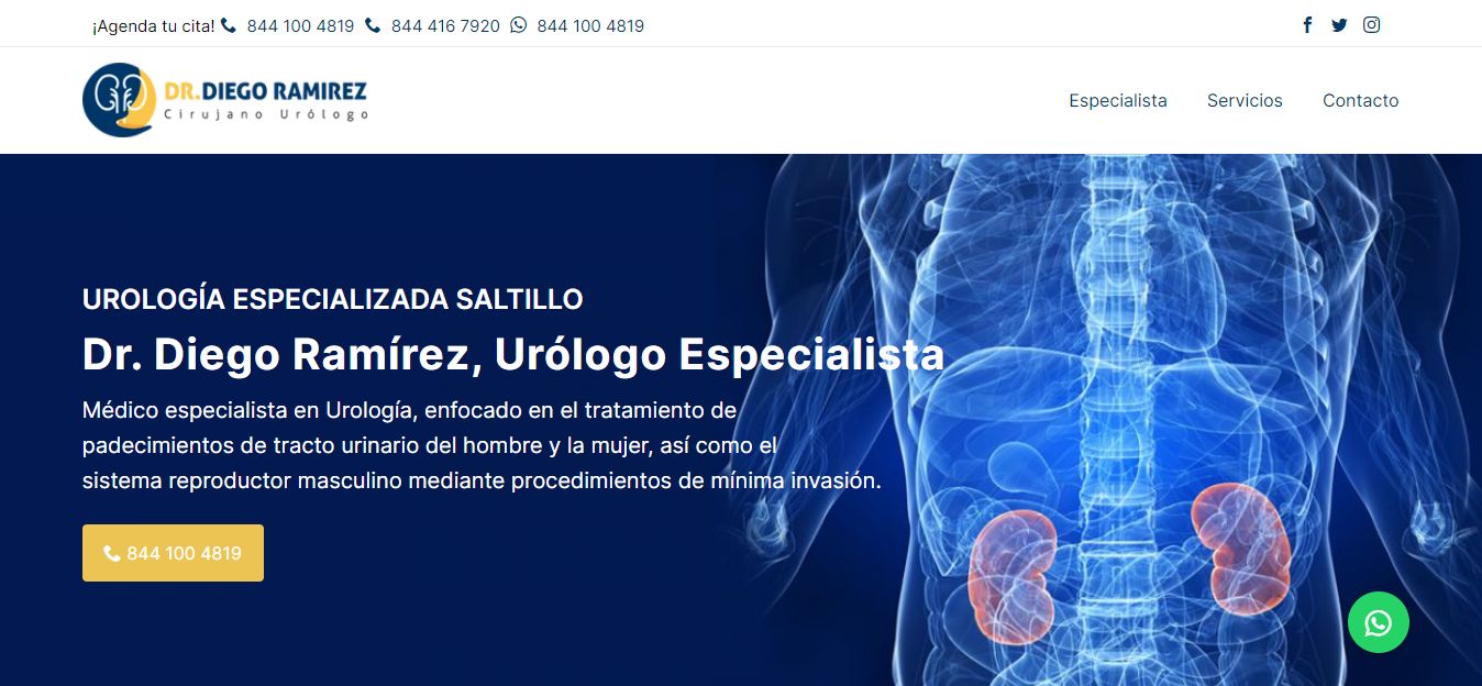 Sitio web de Urólogo en Saltillo – Dr. Diego Ramírez