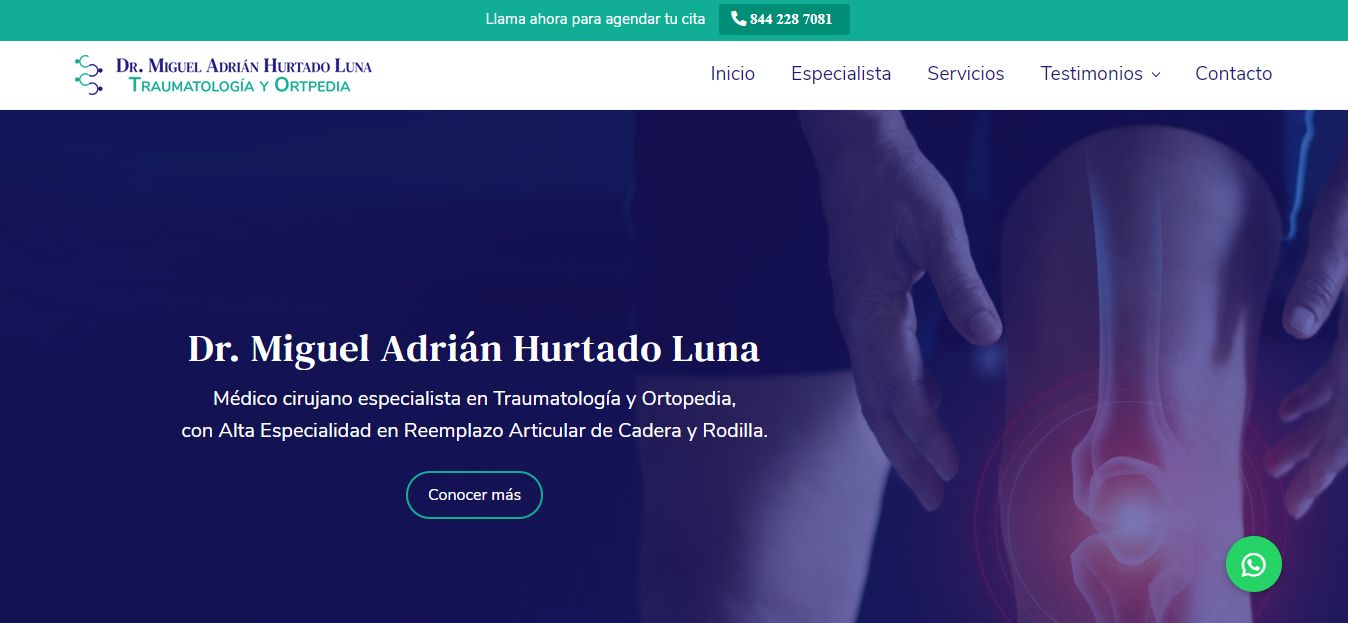 Sitio web de Dr. Adrián Hurtado – Traumatólogo en Saltillo