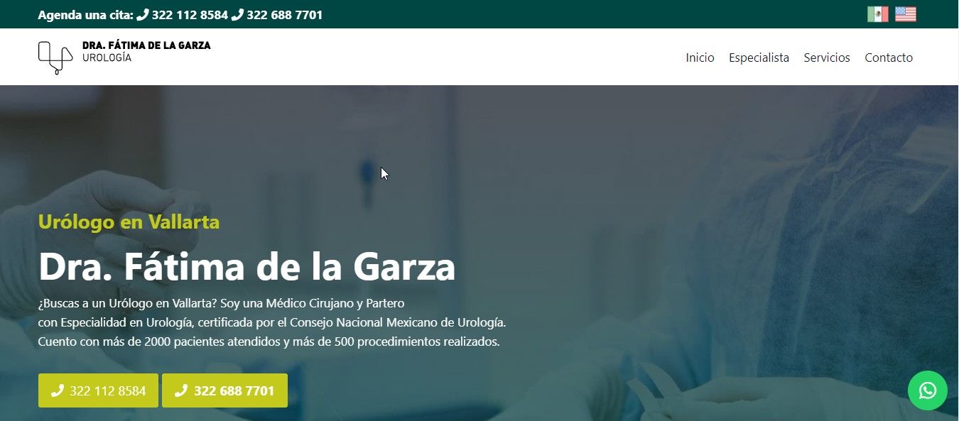 Sitio web de Dra. Fátima De la Garza Chávez – Urólogo en Vallarta