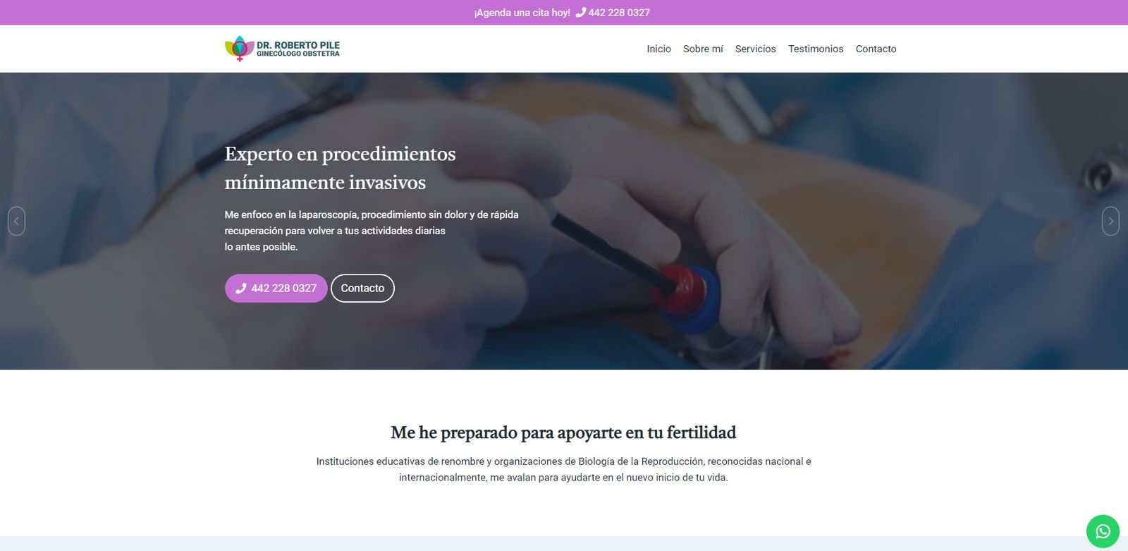 Sitio web de Dr. Roberto Pile Trujillo, Ginecólogo