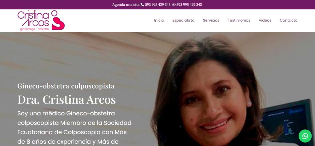 Sitio web de Dra. Cristina Arcos – Ginecóloga en Quito