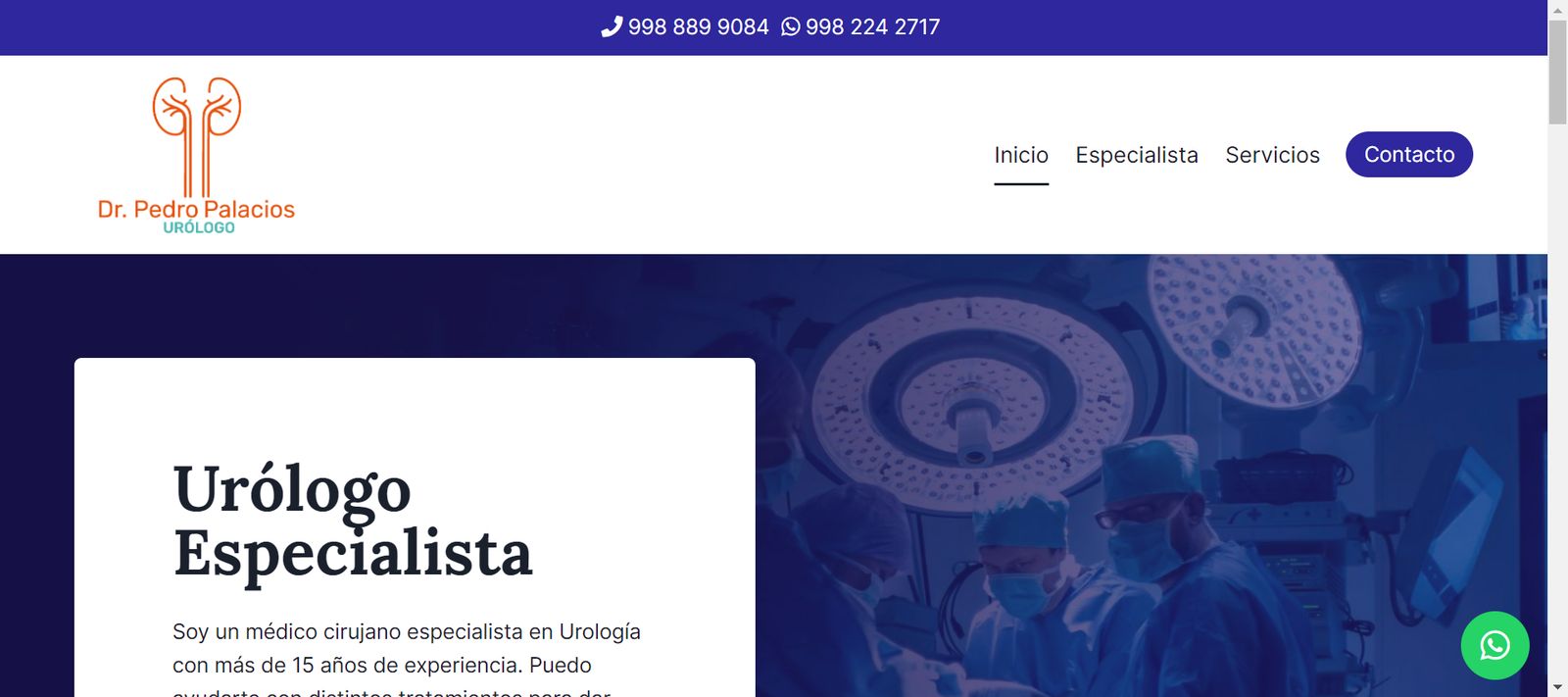 Sitio web de Dr. Pedro Palacios – Urólogo en Cancún