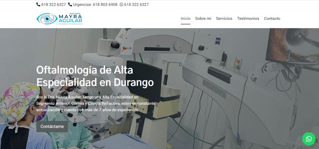 Sitio web de Dra. Mayra Aguilar – Oftalmólogo en Durango