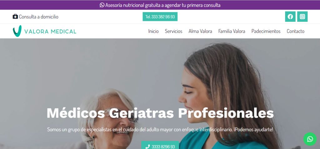 Sitio web de Valora Medical – Geriatras en Guadalajara