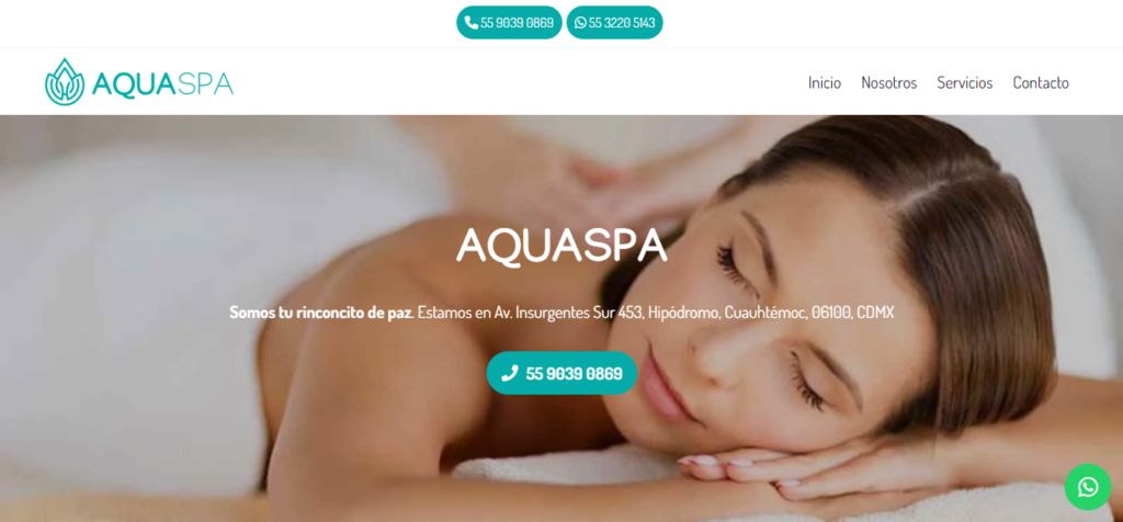 Sitio web de AquaSpa CDMX