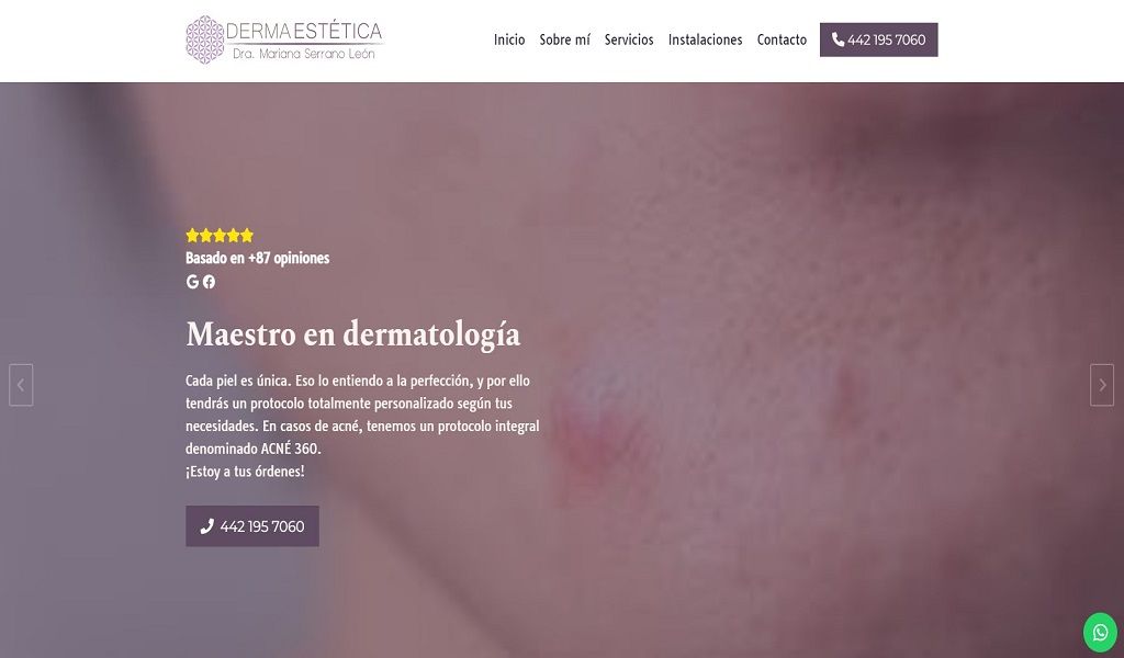 Sitio web de Dra. Mariana Serrano, M. en Dermatología en Querétaro